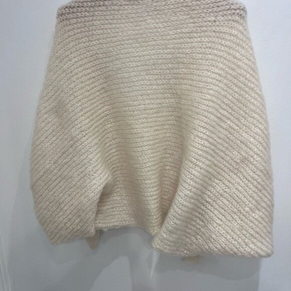Handmade Drop Shoulder Open FrontCrop Cardigan beige ballon sleeve - Picture 4 of 8